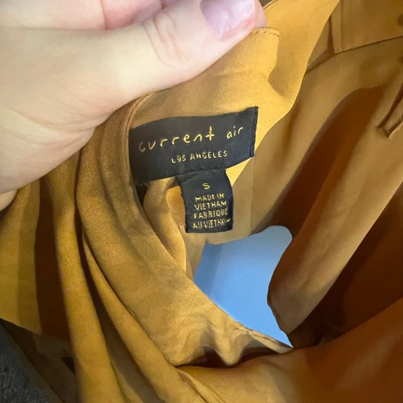 Anthropologie Current Air Blouse Tie Wrap V Neck Open Back Leopard Print Gold - Picture 3 of 5